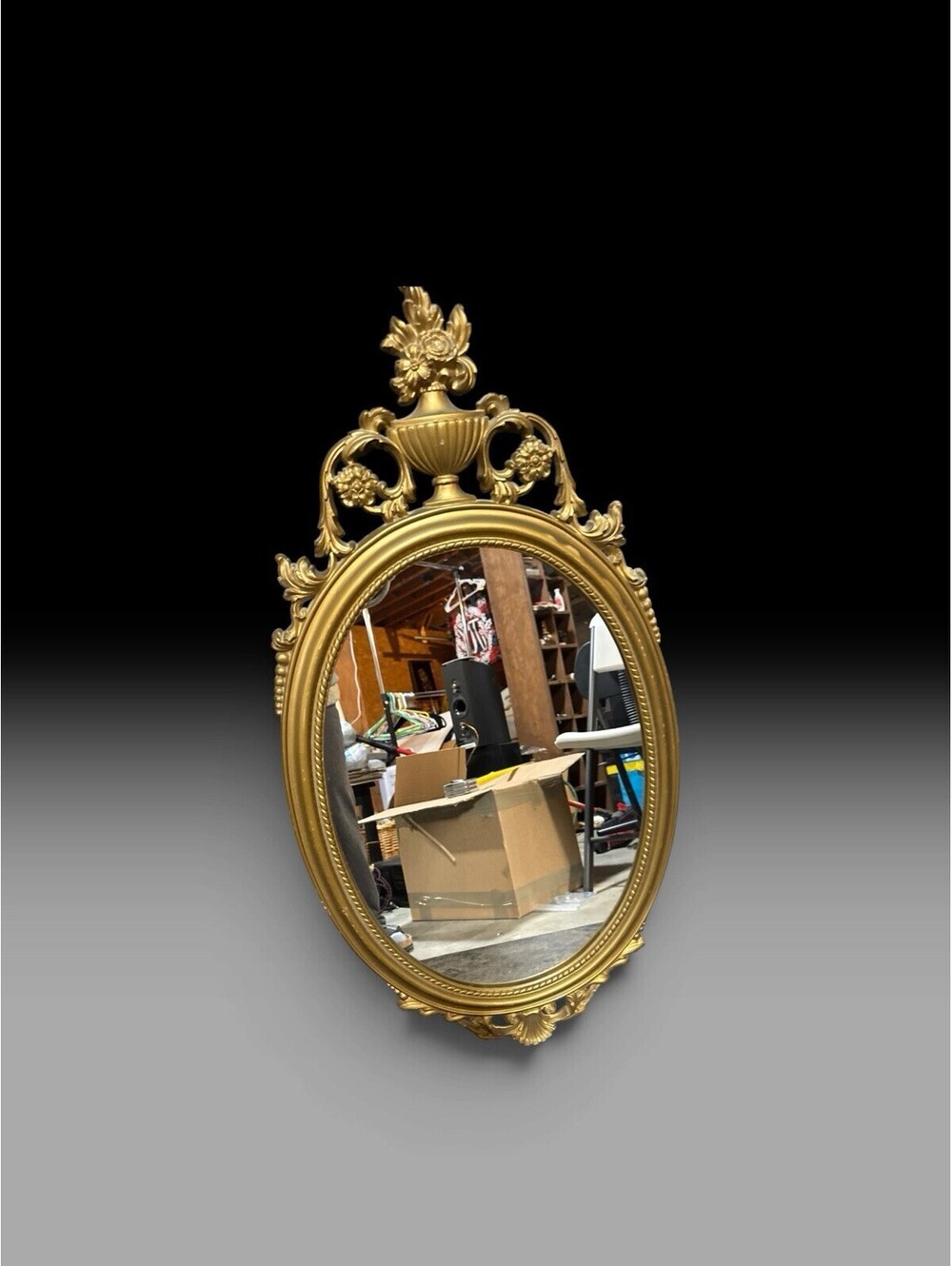 Vintage Syroco Mirror MCM Gold Ornate  Wall Decor 16.5” W 31.5” t Retro